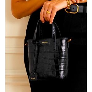 AUTHENTIC YSL YVES SAINT LAURENT MINI LEATHER TOTE BLACK STILL SELLING